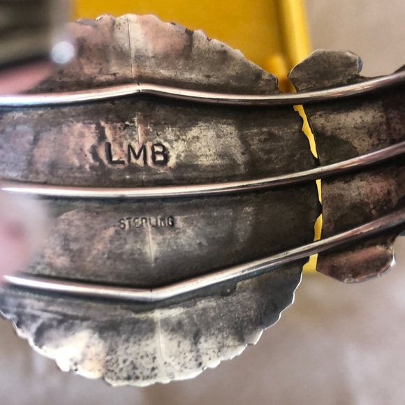 Genuine turquoise Navajo sterling silver cuff signed Larry Moses Begay LMB - Picture 5 of 8